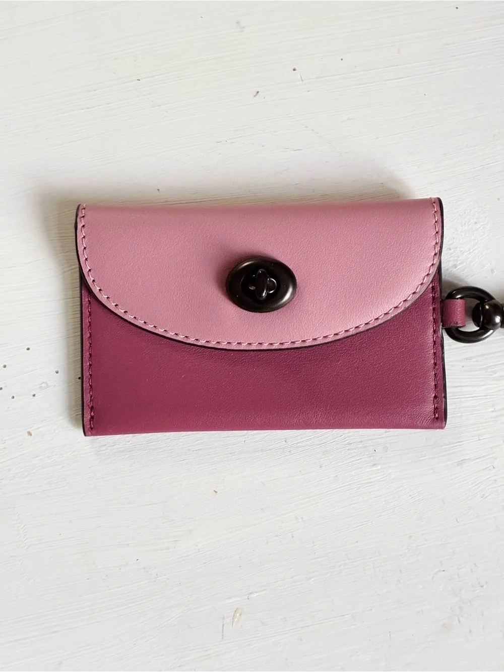 Coach Turnlock Leather Card Case Bag Charm in Colorblock